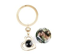 Custom Photo Keychain Personalized Memorial Heart Shape Key Ring Key Chain with Photos Engraved for Women Valentine’s Day Gifts Custom Heart Projection Photo Keychain (gold-1,1PCS)