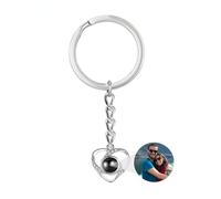 Custom Photo Keychain Personalized Memorial Heart Shape Key Ring Key Chain with Photos Engraved for Women Valentine’s Day Gifts Custom Heart Projection Photo Keychain (silver-3,1PCS)