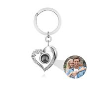 Custom Photo Keychain Personalized Memorial Heart Shape Key Ring Key Chain with Photos Engraved for Women Valentine’s Day Gifts Custom Heart Projection Photo Keychain (silver-6,1PCS)