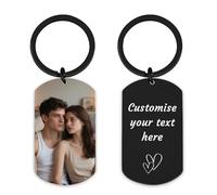 Custom Photo Keychain with UV Printed Text & Image - Personalized Couples Gift for Christmas, Valentines, Anniversary, Birthday - Safe Driving Reminder Charm