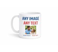 Custom Photo Mug Personalised with Your Image & Text - 11oz White Ceramic Cup, Upload Picture & Message, Unique Gift for Him, Her, Dad, Mum, Birthday Mug