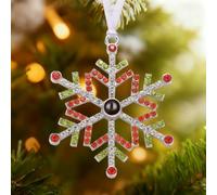 Custom Photo Ornament for Christmas, Personalized Hanging Snowflake Projection Pendant 2025 New Home Decor for Xmas Party Memorial Gifts for Family, Double-Sided (Silvery 10mm)