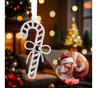 Custom Photo Ornament for Christmas Tree Personalised Decoration with Picture Inside Hanging Candy Cane Projection Pendant 2024 New Home Decor for Xmas Party New Year Memorial Gifts for Family Couples