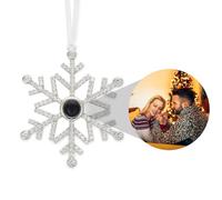 Custom Photo Ornament for Christmas Tree Personalised Decoration with Picture Inside Hanging Snowflake Projection Pendant 2024 New Home Decor for Xmas Party Memorial Gifts for Family