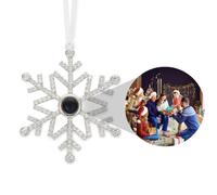 Custom Photo Ornament for Christmas Tree, Personalized Christmas Hanging Snowflake Projection Pendant, Christmas Decoration with Picture Inside Photo Ornament Memorial Keepsake Gifts (A)