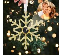 Custom Photo Ornament for Christmas Tree,Personalized Christmas Hanging Snowflake Projection Pendant with Picture Inside,Hanging Snowflake Photo Projection Ornament,Memorial Gifts for Family Xmas1