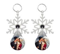 Custom Photo Ornament for Christmas Tree,Personalized Snowflake Pendant with Picture Inside,Customized Snowflake Projection Pendant with Photos for Xmas Party Memorial Gifts (2PCS, Keyring-style)