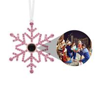 Custom Photo Ornament for Christmas Tree,Personalized Snowflake Projection Drop Pendant with Picture Inside,Hanging Home Decor for Xmas Party Gifts for Family/Friends/Couples (Pink)