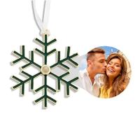 Custom Photo Ornament for Christmas Tree,Personalized Snowflake Projection Drop Pendant with Picture Inside,Hanging Home Decor for Xmas Party Gifts for Family/Friends/Couples (Green golden)
