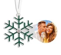 Custom Photo Ornament for Christmas Tree,Personalized Snowflake Projection Drop Pendant with Picture Inside,Hanging Home Decor for Xmas Party Gifts for Family/Friends/Couples (Green silvery)