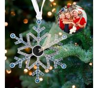 Custom Photo Ornament With Picture,Personalised Decoration with Picture Inside Hanging Snowflake Projection Pendant,Snowflake Photo Ornament,Memorial Decoration Gifts for Family/Friends (Blue)