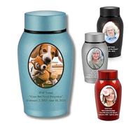 Custom Photo Personalized Small Urns for Human Ashes - Stainless Steel Keepsake Mini Urns for Memorial Cremation and Funeral (Blue, Large)
