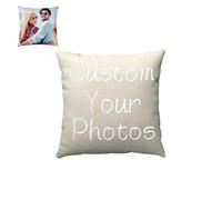Custom Photo Pillow Cover, 45 x 45 cm, Double-Sided Personalized Design, Personalised Square Cushion Case with Any Image, Custom Picture Pillowcase DIY Gifts (A)