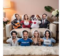 Custom Photo Pillow - Personalised Face & Pet Design Pillow for Birthdays, Valentine's Day, Christmas,Double-Sided 3D Printing, 100% Cotton Cover,Funny Gift for Couples, Parents, Pet Lovers