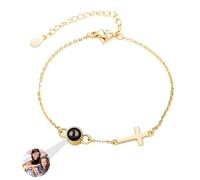 Custom Photo Projection Cross Bracelet, Personalized Cross Pendant Photo Bracelet with Picture inside, Memory Bracelets Baptism/Mother's Day Gift for Women Mom Besties