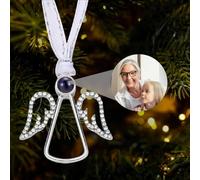 Custom Photo Projection Ornament Personalised Angel Ornament for Christmas Tree with Picture Inside Hanging Angel Pendant 2024 New Home Decoration for Family Xmas Memorial Gift