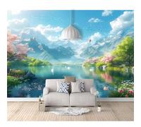 Custom Photo Self-Adhesive Wallpaper Wall Covering Scenic hot air Balloon Mountain Nature 100x70cm 3D Mural Painting for Bedroom Walls Living Room The Effect Border