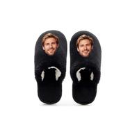 Custom Photo Slippers for Women Men - Personalized Plush House Slippers with Memory Foam, Non-Slip Indoor Outdoor Winter Slippers, Unique Gift with Your Design (Black)