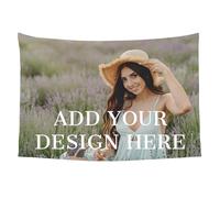 Custom Photo Tapestry, Personalised Backdrop with Image Text Name, Personalized Wall Blanket for Wedding Room Decor, for Mum, Dad, Girlfriend, Boyfriend, Child, Family Memorial Gifts, 130x150cm