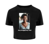 Custom Photo & Text Crop Sweater for Women - Women - S - Black - Custom Slogan Your Photo Cropped T-Shirt Girls Trip Matching Tees Hen Party Birthday Gifts