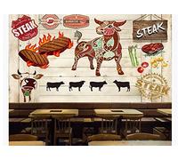 Custom Photo Wallpaper Modern 3D Retro Steak Barbecue Restaurant Tooling Background wall-150cmx105cm (59.1x41.3inch) Mural Sticker Living Room Bedroom Home Decoration
