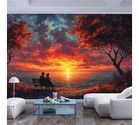 Custom Photo Wallpaper Murals Couple sitting at sunset by the sea Modern Romantic style Couple sitting at sunset by the sea Modern Romantic style Space Decor Paintings Wall Paper Suitable for Tv Bac