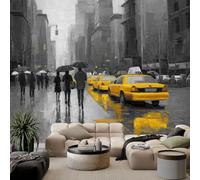 Custom Photo Wallpaper Wall Mural 157 x 110 inch (W x H), 3D Panoramic Custom Dark Gray Photo Wallpaper Wall Mural - Retro New York Street Non-Woven Poster Decoration for Bedroom Living Room