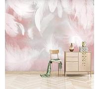 Custom Photo Wallpapers 3D Modern Abstract Pink Feather Wall Paper Murals Living Room Tv Sofa Bedroom Study Decor Peel and Stick Wall Photo Removable Wall Posters Self-Adhesive Wal 350 x 256 cm (WxH)