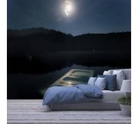 Custom Photo Wallpapers 3D Mountains Moon Landscape 400(W) X280(H) Cm Wall Paper Murals Living Room Tv Sofa Bedroom Study Decor Peel and Stick Wall Photo Wall Posters Self-Adhesive Wal-1646484