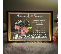 Custom Photo With Calendar Night Light Personalized Couple Photo Lamp Personalized Photo LED Light Frame Gift for Love's (1 Color,22 * 32cm)