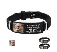 Custom Photo You Never Walk Alone Memorial, Personalized Photo Memorial Bracelet, Personalised Adjustable Photo Engraved Silicone Bracelet, Memorial Photo Gift for Family