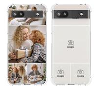 Custom Photos Case for Google Pixel 6A, Design Your Own Personalized Pictures Collage Phone Case, Customized Gift for Family Friends, Slim Soft TPU Thin Cover with Airbags, Transparent Clear