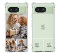 Custom Photos Case for Google Pixel 8, Design Your Own Personalized Pictures Collage Phone Case, Customized Gift for Family Friends, Slim Soft TPU Thin Cover with Airbags, Transparent Clear