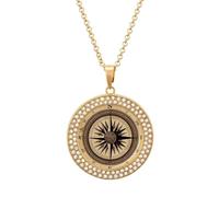 Custom Picture Compass Wind Road Map Necklace Personalized Circle Chain Necklace 20in Dog Tag Pendant Round Photo Necklaces Memorial Jewelry Keepsake for Valentines Day