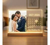Custom Picture Frame with Photo, Personalized Photo Frame with Night Light 8x6.5 Inche, Light up Acrylic Desktop Decor, Best Valentine's Day Anniversary Birthday Gifts for Couples Wife Husband Her Him