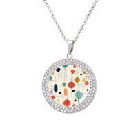 Custom Picture Modern Mid Century Necklace Personalized Circle Chain Necklace 20in Dog Tag Pendant Round Photo Necklaces Memorial Jewelry Keepsake for Valentines Day