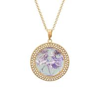 Custom Picture Two Fairies Dancing Necklace Personalized Circle Chain Necklace 20in Dog Tag Pendant Round Photo Necklaces Memorial Jewelry Keepsake for Valentines Day