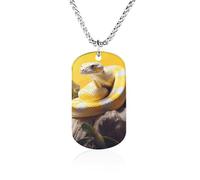 Custom Picture Yellow And White Python Necklace Personalized Photo Necklace Picture Square Pendant Necklaces Chain Memorial Jewelry Dog Tag Gift for Men Women Valentines Day