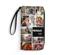 Custom Picture Zipper Wallet With Picture Personalized Photo Collage Leather Wallets for Lovers Leather Purse With Text and Ten photos Credit Card Wallet for Wife Husband Custom Photo Bifold Purse