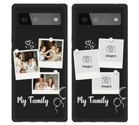 Custom Pictures Phone Case for Google Pixel 6 6.4 inch, Personalized Multiple Photos Cover, Design Your Own Customized Collage Case, Slim Soft Flexible Lightweight Silicone Shock-Resistant, Black