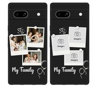Custom Pictures Phone Case for Google Pixel 7A 6.1 inch, Personalized Multiple Photos Cover, Design Your Own Customized Collage Case, Slim Soft Flexible Lightweight Silicone Shock-Resistant, Black