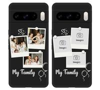 Custom Pictures Phone Case for Google Pixel 8 Pro 6.7 inch, Personalized Multiple Photos Cover, Design Your Own Customized Collage Case, Slim Soft Flexible Lightweight Silicone Shock-Resistant, Black