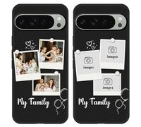 Custom Pictures Phone Case for Google Pixel 9 Pro 6.3 inch, Personalized Multiple Photos Cover, Design Your Own Customized Collage Case, Slim Soft Flexible Lightweight Silicone Shock-Resistant, Black