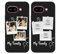 Custom Pictures Phone Case for Google Pixel 9A 6.3 inch, Personalized Multiple Photos Cover, Design Your Own Customized Collage Case, Slim Soft Flexible Lightweight Silicone Shock-Resistant, Black