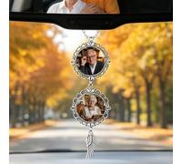 Custom Picure Car Rearview Hang Pendant with Text Angel Charm Personalized Car Rearview Mirror Accessories Gifts for Loss of Loved Ones Family Friends Couple (Personalized Memorial Charm - 5)