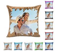 Custom Pillow Case DIY Photo Cushion Cover,Personalized Magic Reversible Design for Your Images, Words, Pets, Lovers, Family Photos, Special Sequin Gift, 40x40cm Pillowcase