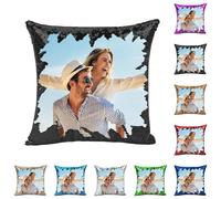 Custom Pillow Case DIY Photo Cushion Cover,Personalized Magic Reversible Design for Your Images, Words, Pets, Lovers, Family Photos, Special Sequin Gift, 40x40cm Pillowcase