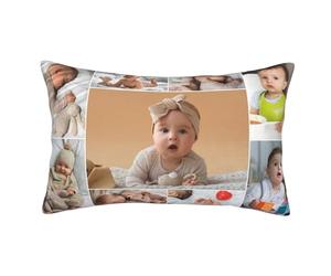 Custom Pillowcase Cover for Mother Father Couples, Customised Cushion Covers with 9 Photos Collage, Personalised Decorative Rectangle Pillowcase Cover with Your Text Words, Design Gifts for Loves