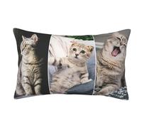 Custom Pillowcase Covers with Print 3 Photos Collage & Text, Personalised Cushion Cover Gifts for Him Her Print Family Kids Pet Memories, Design Rectangle Throw Pillowcase without Filling