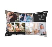 Custom Pillowcase Double Sided with 5 Images Collage, Design Cushion Covers with Picture Logo Print Word Text for Home Business Decoration, Personalised Photos Gifts for Lover Mum Dad Grandma Grandpa
